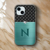 Glam Brushed Green Metal und Imitat Leather Look Case-Mate iPhone Hülle