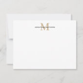 Glam Brushed Metal Gold Classic Monogram Mitteilungskarte (Vorderseite)