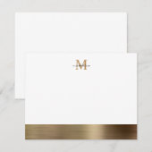 Glam Brushed Metal Gold Girly Monogram Mitteilungskarte (Vorne/Hinten)