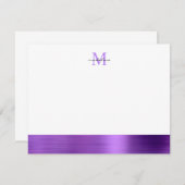 Glam Brushed Metal Lila Amethyst Girly Monogram Mitteilungskarte (Vorne/Hinten)