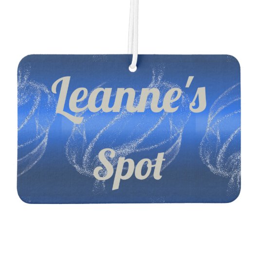 Glam Brushed Metal und Glitzer Blue Monogram | Autolufterfrischer (Rückseite)