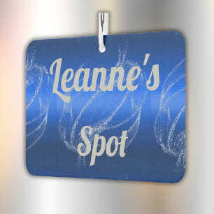 Glam Brushed Metal und Glitzer Blue Monogram   Autolufterfrischer