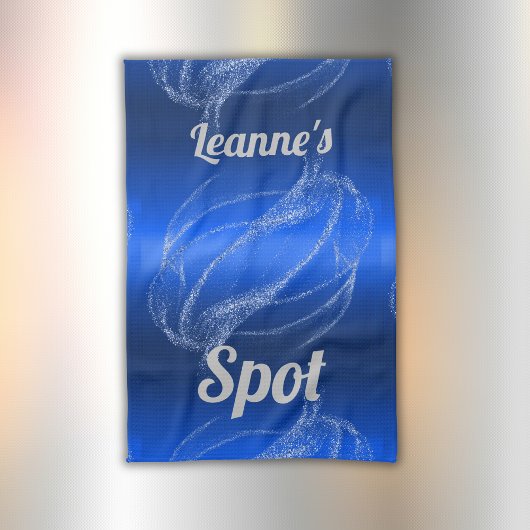 Glam Brushed Metal und Glitzer Blue Monogram | Geschirrtuch