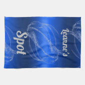 Glam Brushed Metal und Glitzer Blue Monogram | Geschirrtuch (Horizontal)