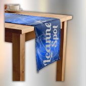 Glam Brushed Metal und Glitzer Blue Monogram | Mittelgroßer Tischläufer