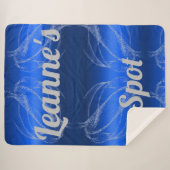 Glam Brushed Metal und Glitzer Blue Monogram | Sherpadecke (Vorderseite (Horizontal))