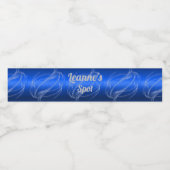 Glam Brushed Metal und Glitzer Blue Monogram | Wasserflaschenetikett (Einzelnes Label)