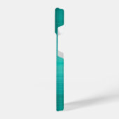 Glam Brushed Metallic Aquamarine, elegante Script iPhone Hülle (Linke Seite)