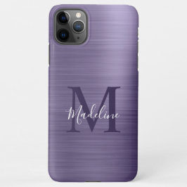 Glam Brushed Metallic Midnight Lila Monogram iPhone 11Pro Max Hülle