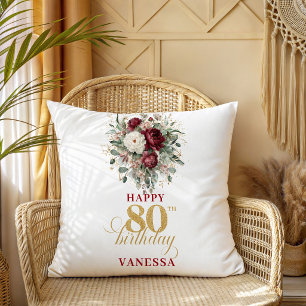 Glam Burgund Blush 80. Geburtstag Individuelles Ki Kissen