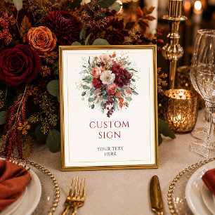 Glam Burgund Gold Floral Deep Red custom 8x10 Schi Poster