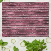 Glam Burgund Rote Rose Pinselstrich Glitzer Geschirrtuch (Gefaltet)