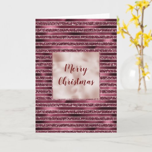 Glam Burgund Rote Rose Pinselstrich Glitzer Karte (Gelbe Blume)