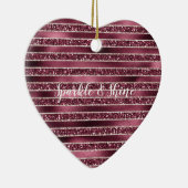 Glam Burgund Rote Rose Pinselstrich Glitzer Keramik Ornament (Rechts)