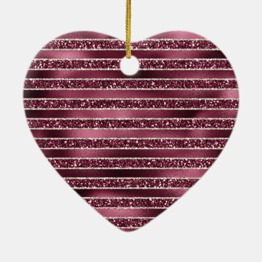 Glam Burgund Rote Rose Pinselstrich Glitzer Keramik Ornament (Hinten)