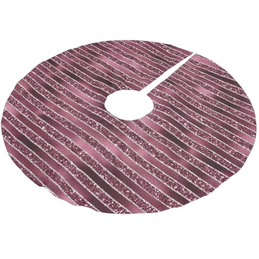 Glam Burgund Rote Rose Pinselstrich Glitzer Polyester Weihnachtsbaumdecke (Schrägansicht)