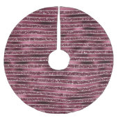 Glam Burgund Rote Rose Pinselstrich Glitzer Polyester Weihnachtsbaumdecke (Vorderseite)