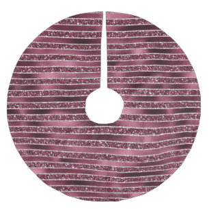 Glam Burgund Rote Rose Pinselstrich Glitzer Polyester Weihnachtsbaumdecke