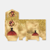 Glam Burgundy Dress Gold Glitzer Quinceañera Geschenkschachtel (Ungefaltet)
