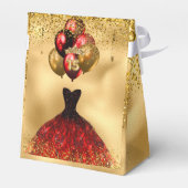 Glam Burgundy Dress Gold Glitzer Quinceañera Geschenkschachtel (Rückseite)