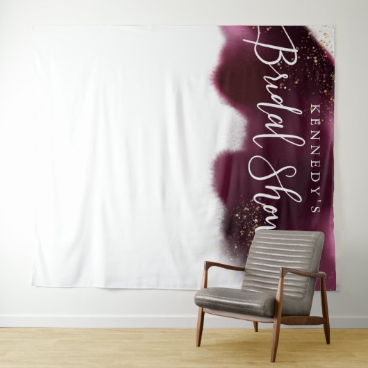 Glam Burgundy Gold Glitzer Brautparty Hintergrund Wandteppich (Beispiel (Horizontal))