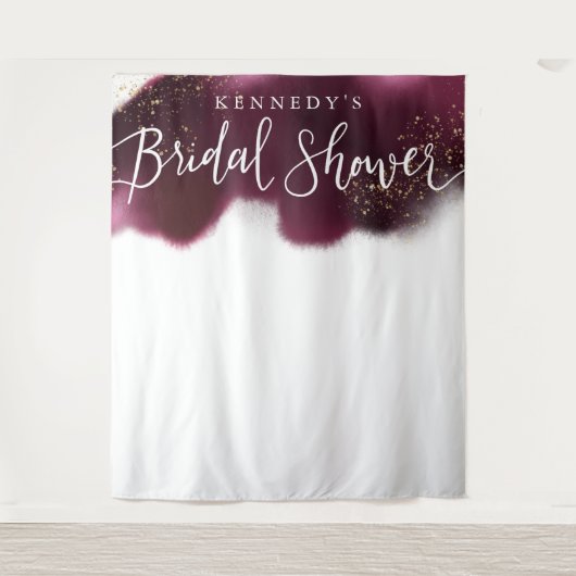 Glam Burgundy Gold Glitzer Brautparty Hintergrund Wandteppich (Vorderseite)