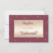 Glam burgundy gold Glitzer confetti Bridesmaid Einladung (Vorderseite)