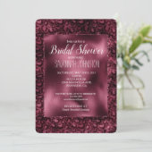 Glam Burgundy Leopard Print Brautparty Einladung (Stehend Vorderseite)