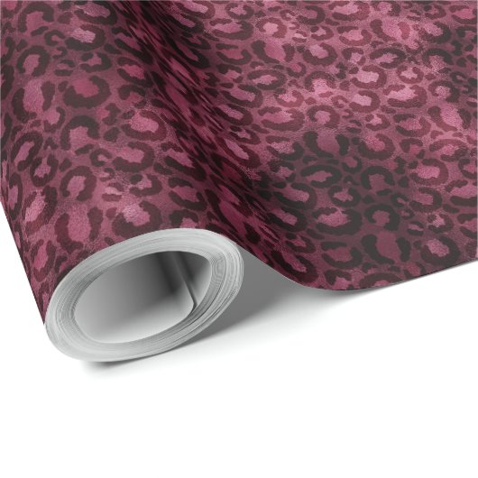 Glam Burgundy Leopard Print Geschenkpapier (Rolleneckpunkt)