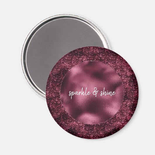 Glam Burgundy Leopard Print Magnet (Vorderseite/Rückseite)