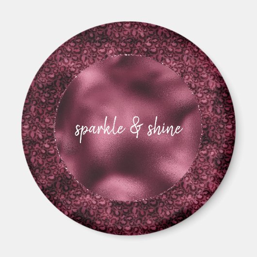 Glam Burgundy Leopard Print Magnet (Vorne)