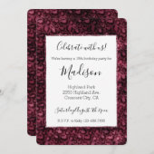 Glam Burgundy Leopard Print White Einladung (Vorne/Hinten)