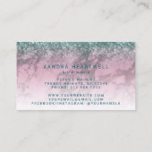 Glam Burgundy Marble Teal Glitter Script Stylist Visitenkarte (Rückseite)
