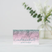 Glam Burgundy Marble Teal Glitter Script Stylist Visitenkarte (Stehend Vorderseite)