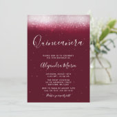 Glam Burgundy Quinceañera Einladung (Stehend Vorderseite)