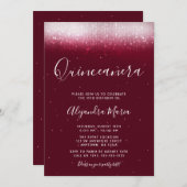 Glam Burgundy Quinceañera Einladung (Vorne/Hinten)