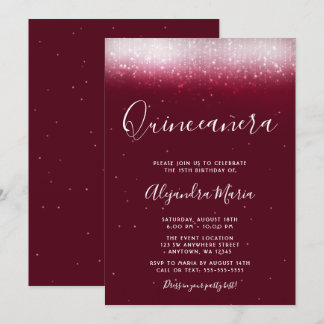 Glam Burgundy Quinceañera Einladung
