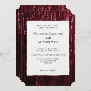 Glam Burgundy Red Glitzy Wedding Einladung