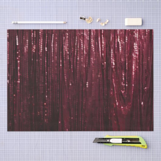 Glam Burgundy Red Glitzy Wedding Seidenpapier (Handwerk)
