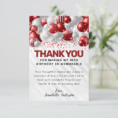 Glam Burgundy Red Silver Balloon Glitzer Geburtsta Dankeskarte (Stehend Vorderseite)