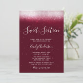 Glam Burgundy Sweet 16 Einladung (Stehend Vorderseite)