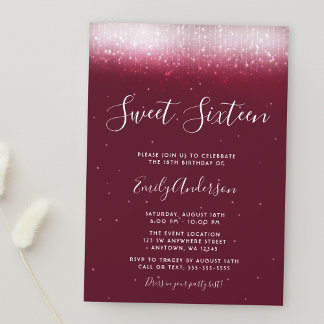 Glam Burgundy Sweet 16 Einladung