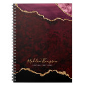 Glam Burgundy Velvet Agate Geode Gold Script Notizblock (Vorderseite)