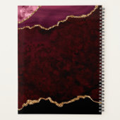 Glam Burgundy Velvet Agate Geode Gold Script Planer (Rückseite)
