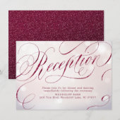 Glam burgundy Vintag Kalligraphie Empfang Begleitkarte (Vorne/Hinten)