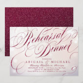 Glam burgundy Vintag Kalligraphie Probe Dinner Einladung (Vorne/Hinten)