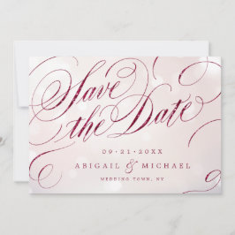 Glam burgundy Vintage Kalligraphie Save the Date