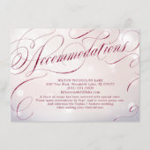 Glam burgundy Vintage Kalligraphie-Unterkunft Begleitkarte (Vorderseite)