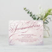 Glam burgundy Vintage Kalligraphie-Unterkunft Begleitkarte (Stehend Vorderseite)