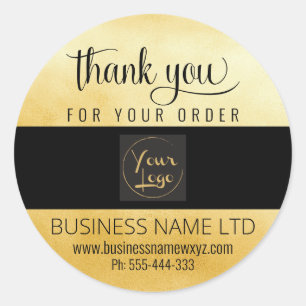 Glam Business Vielen Dank Gold Black Add Your Logo Runder Aufkleber